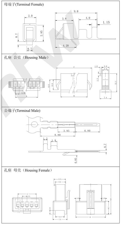 連接器產(chǎn)品規(guī)格圖